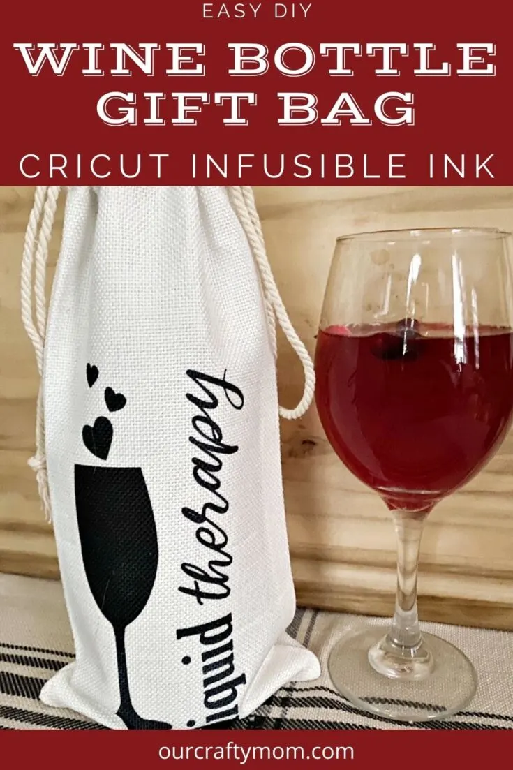 wine bottle gift bag diy cricut infusible ink