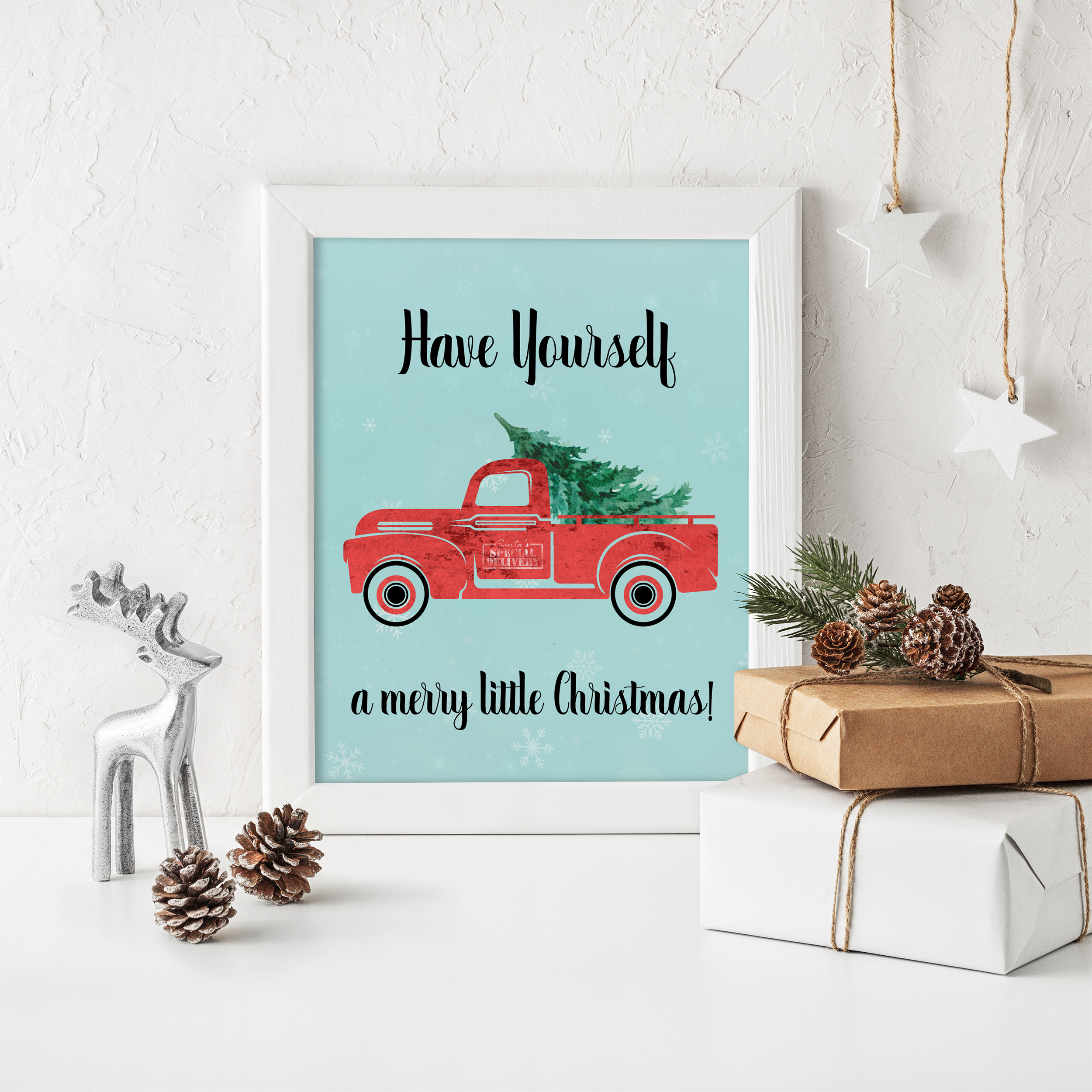 Free Holiday Mason Jar And Little Red Truck Christmas Printables