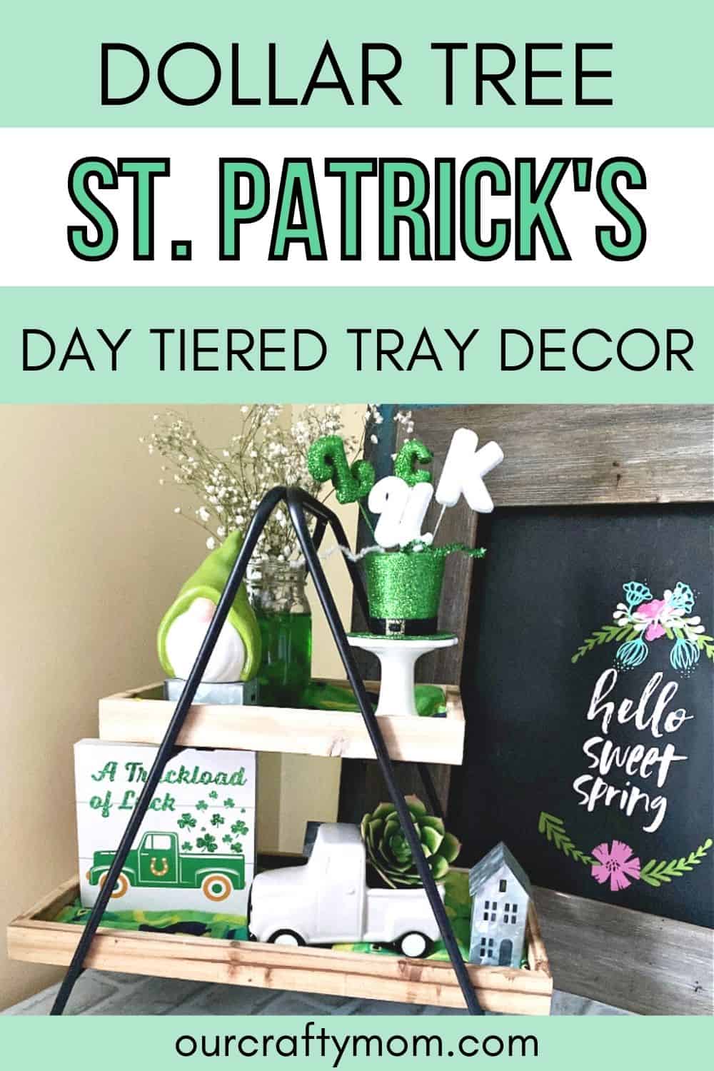 Tiered Tray Decor For St. Patrick's Day With Dollar Store Finds