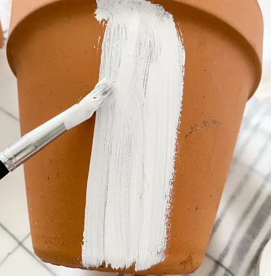 white paint on garden pot