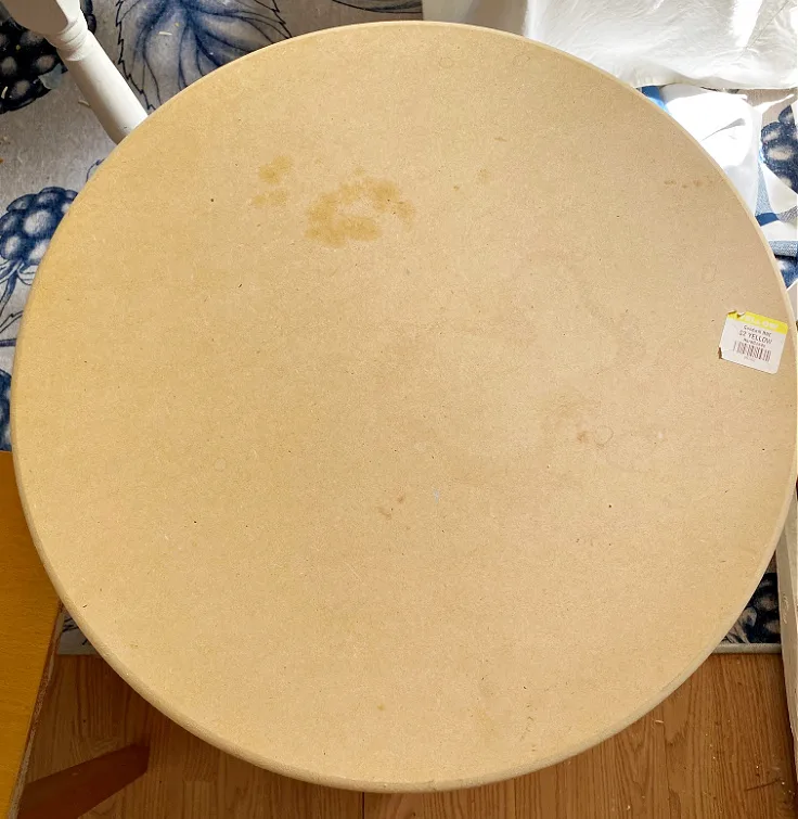 thrift store round table before makeover