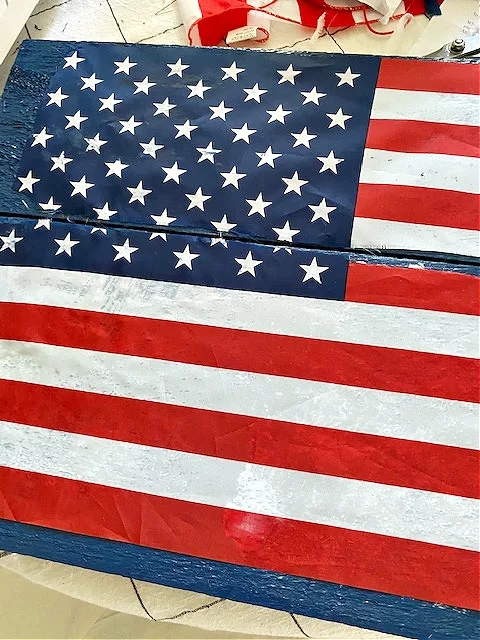 American flag on pallet wood