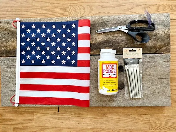 Supplies for Patriotic DIY Pallet Wood American Flag Sign