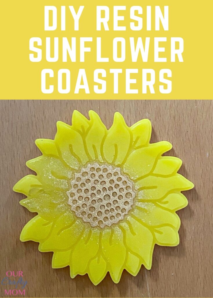 finished resin sunflower coaster