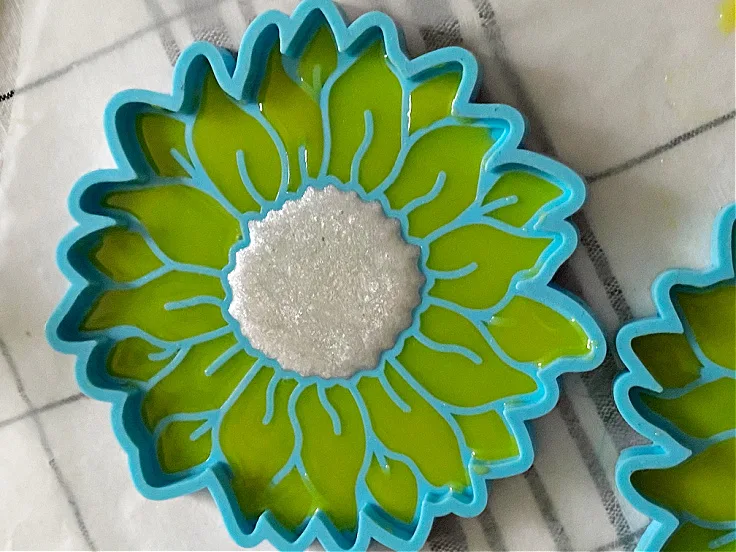 resin drying in sunflower mold