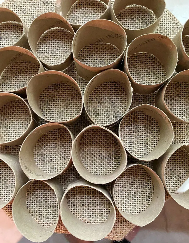 toilet paper rolls cut for honeycomb wreath