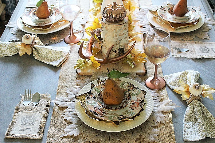 fall tablescape in rustic shades