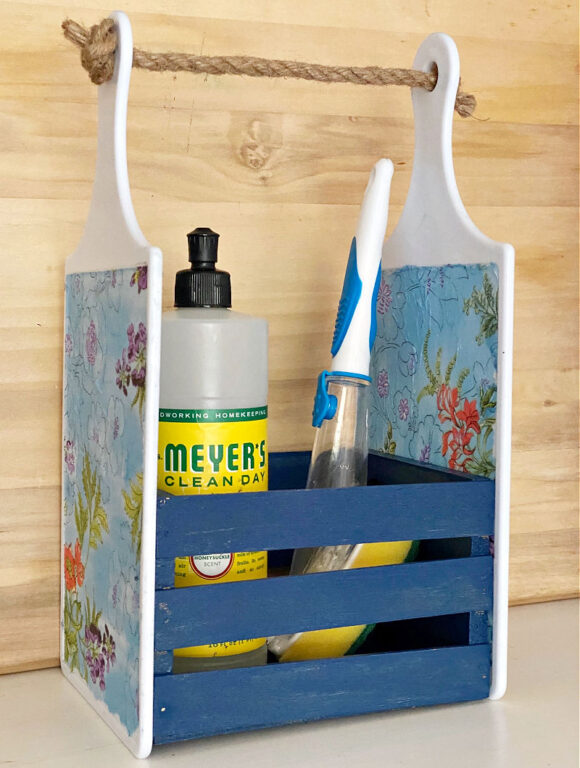 Adorable Farmhouse Caddy DIY Dollar Tree Cutting Board Craft