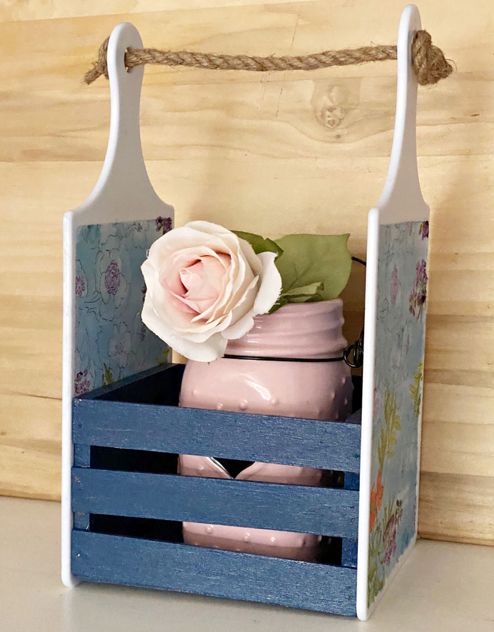 Adorable Farmhouse Caddy DIY Dollar Tree Cutting Board Craft