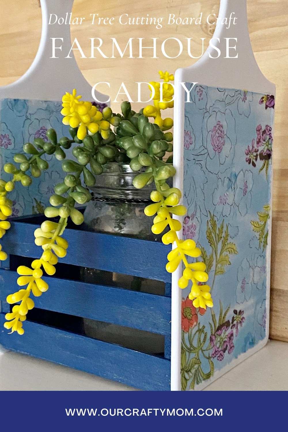 Adorable Farmhouse Caddy DIY Dollar Tree Cutting Board Craft