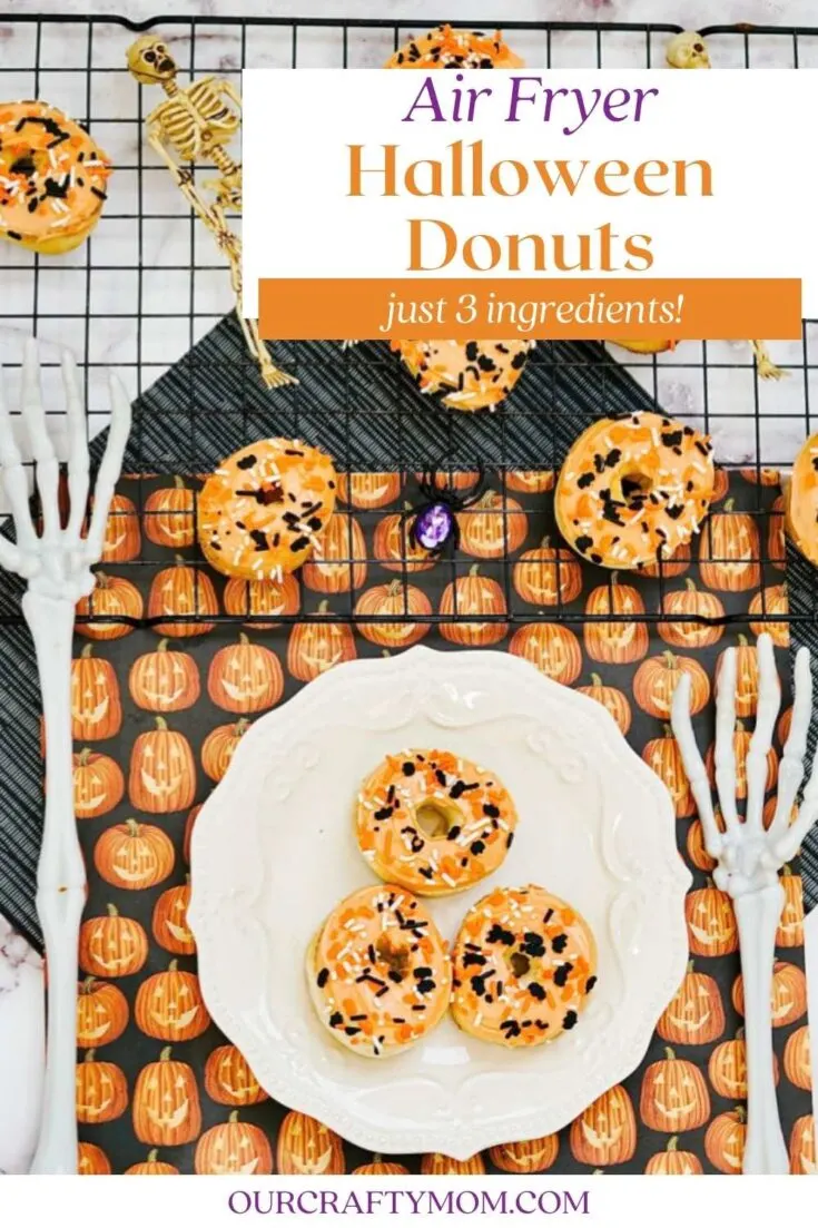 Halloween donuts pin with text overlay