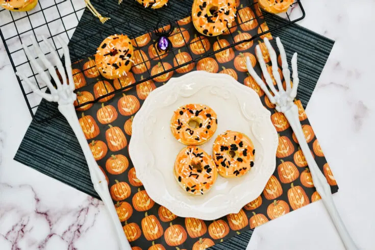 Halloween donuts with sprinkles on tray
