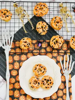 Halloween donuts on baking tray