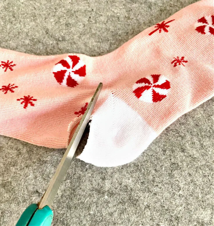 cutting sock for gnome ornament