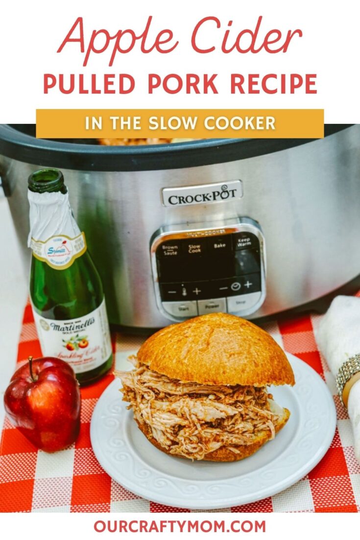 Slow Cooker Sparkling Apple Cider Pulled Pork pin image with text overlay