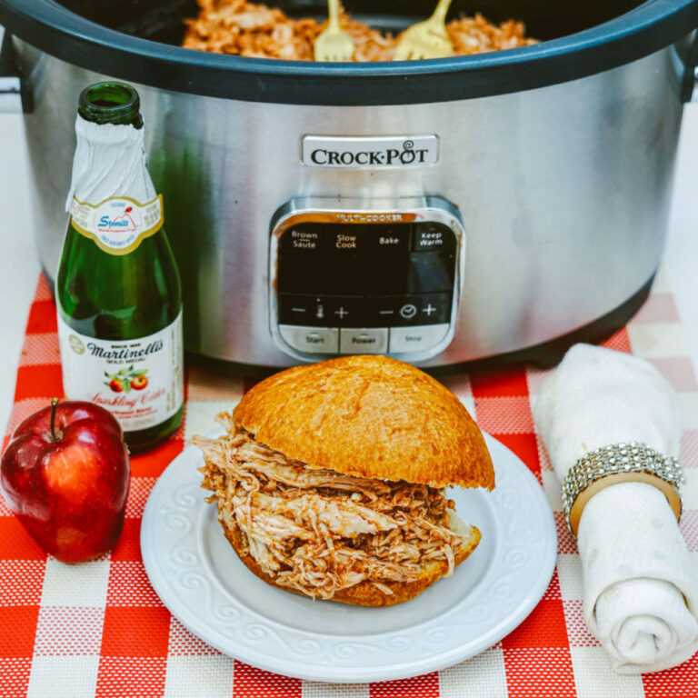 Crazy Good Slow Cooker Sparkling Apple Cider Pulled Pork Recipe