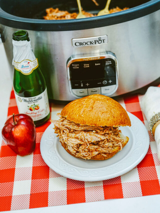 Slow Cooker Sparkling Apple Cider Pulled Pork Our Crafty Mom