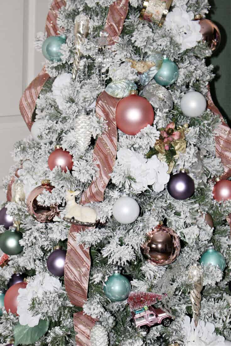 Pretty Pastel Themed Christmas Tree close up