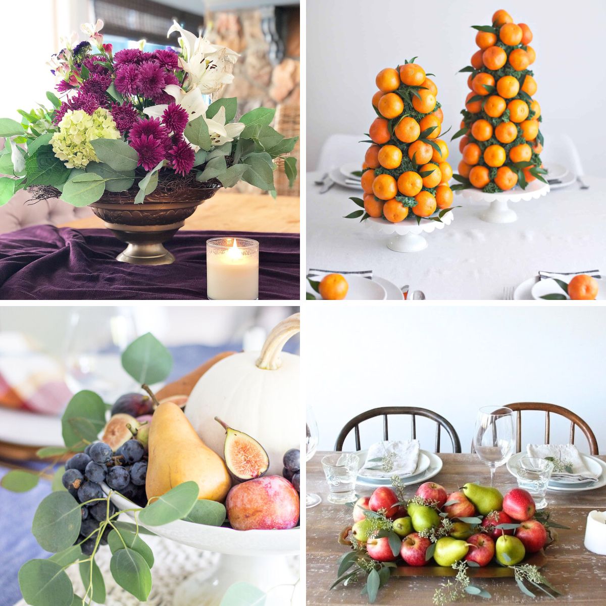 4 image collage Thanksgiving centerpieces