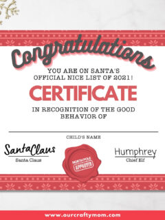 Santa’s Good Behavior Certificate Free Christmas Printable mock up