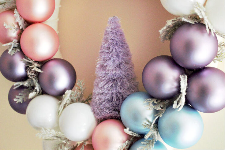 close up of pastel ornament wreath