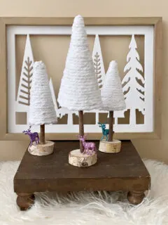 DIY cone Christmas trees on stand