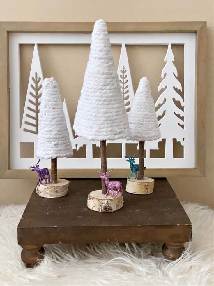 DIY cone Christmas trees on stand
