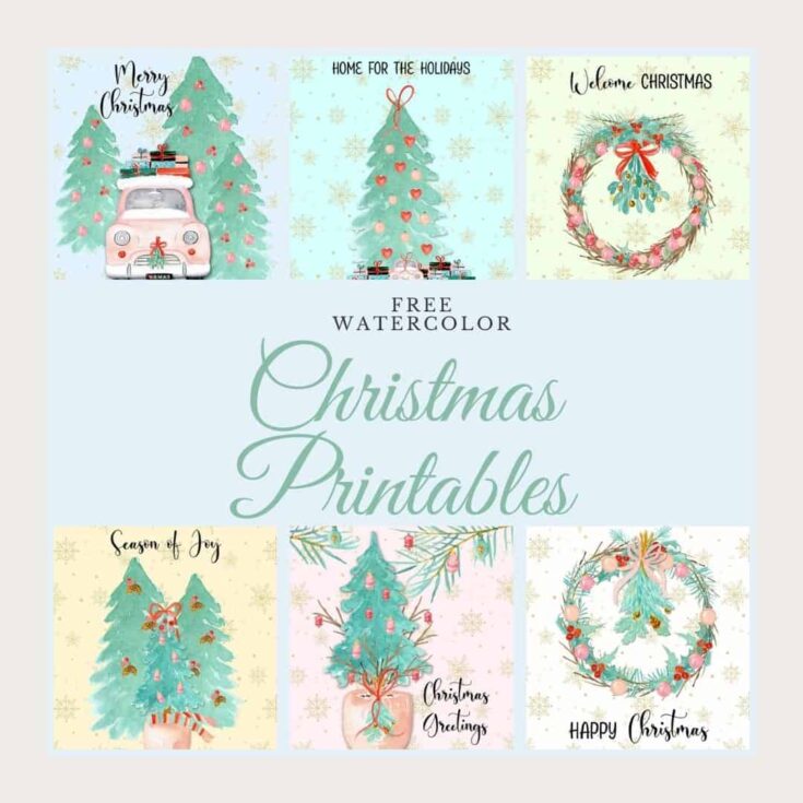 free watercolor printables for Christmas