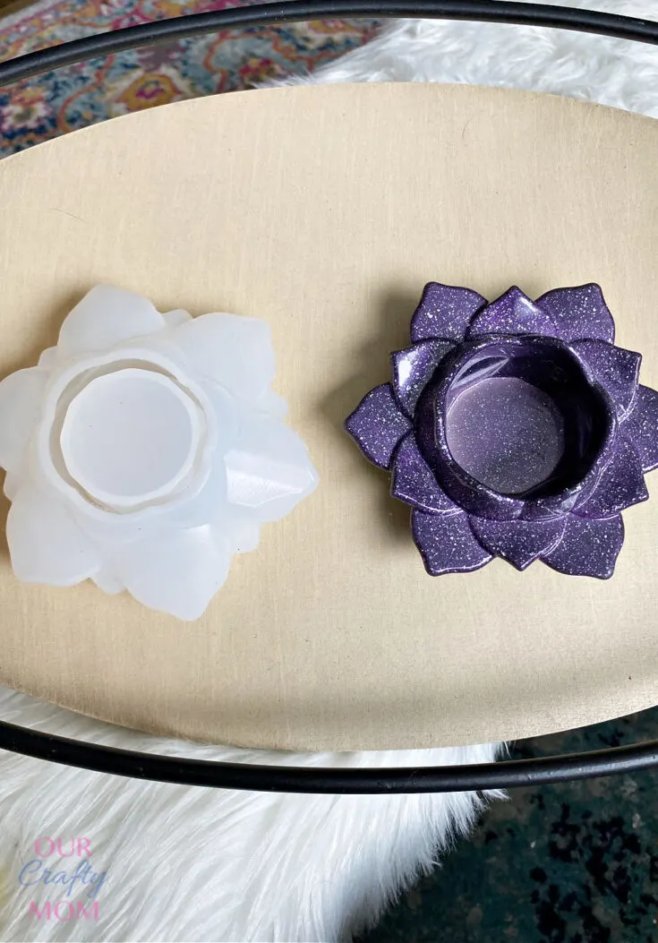 Lotus Flower mold and finished resin candle