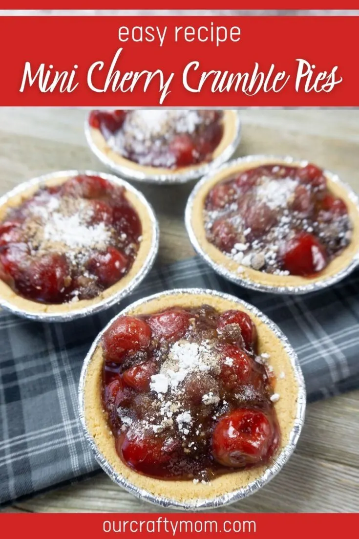 Mini Cherry Crumble Pies pin with text overlay