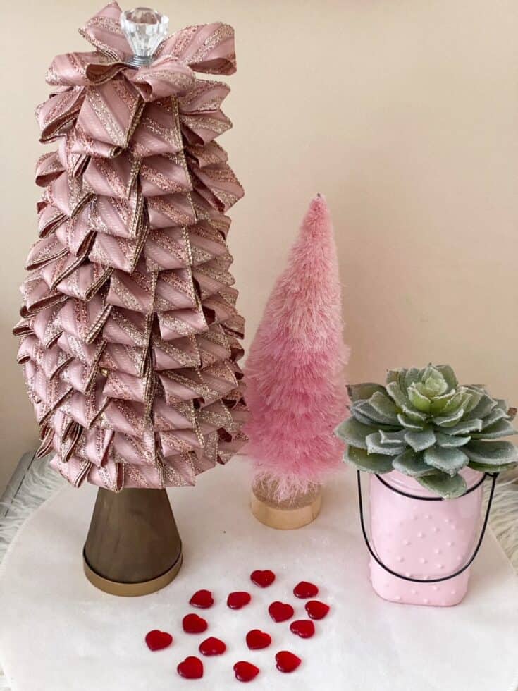 valentine's day DIY cone tree vignette