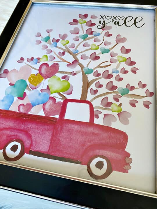 Free Little Red Truck Watercolor Printables (for Valentine's Day)