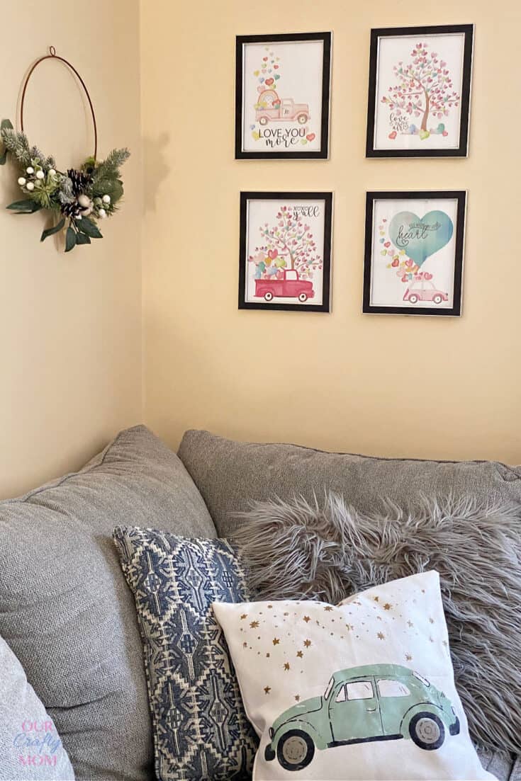 living room with printables