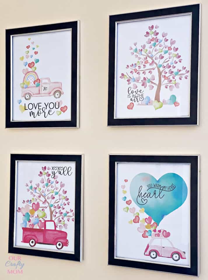Free Little Red Truck Watercolor Printables (for Valentine's Day)