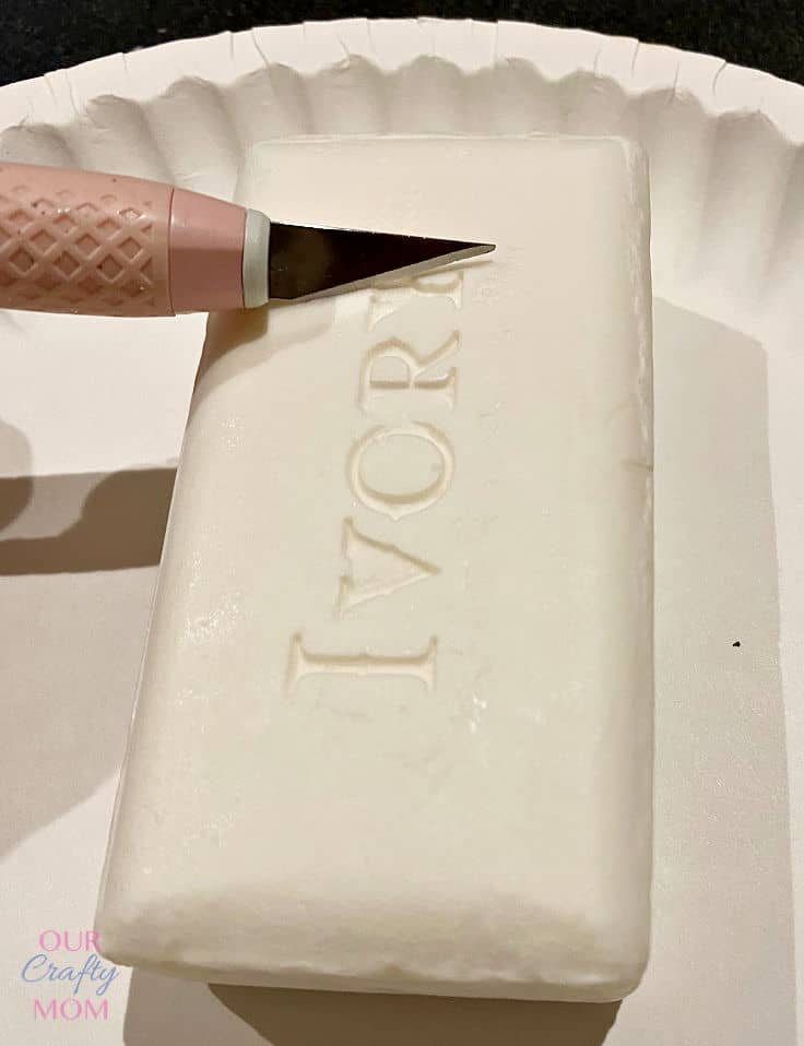 using craft knife on soap