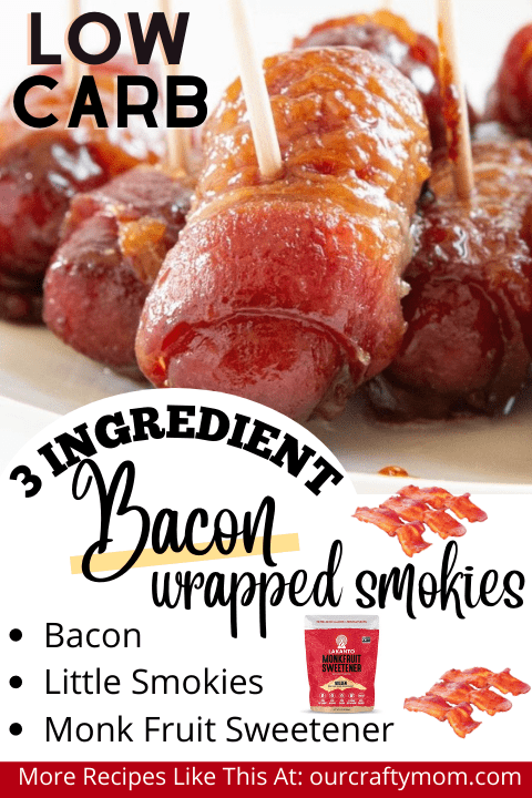 bacon wrapped little smokies low carb pin image