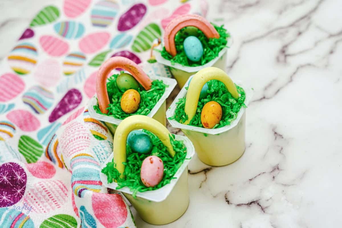 easter basket pudding cups