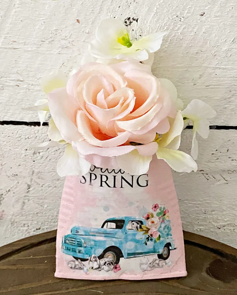 little truck printable on tin can planter