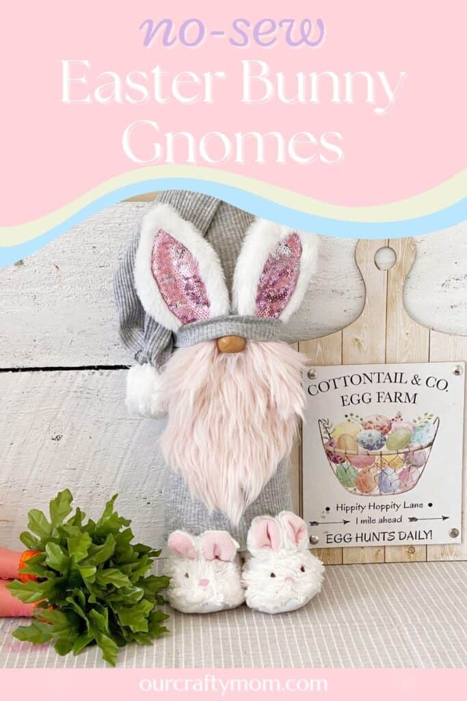 diy no sew easter gnome pin with text