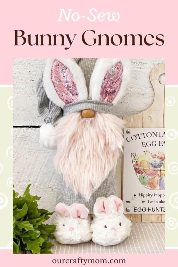standing easter gnome with text overlay