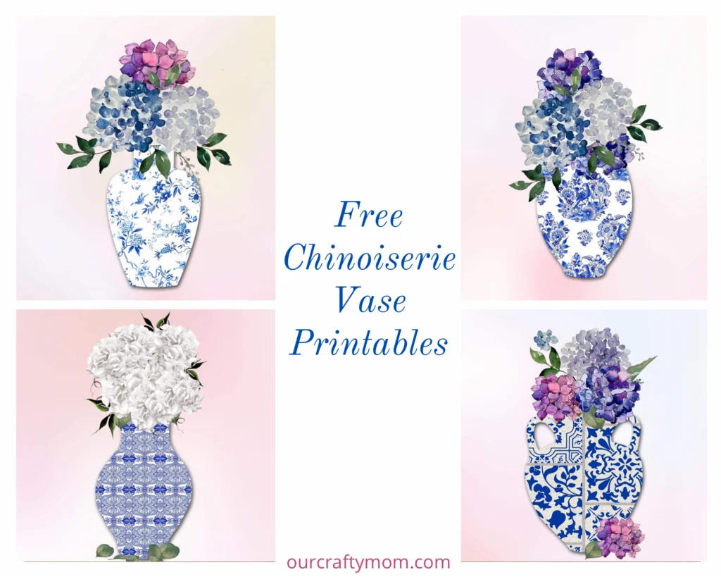set of four free chinoiserie vase printables