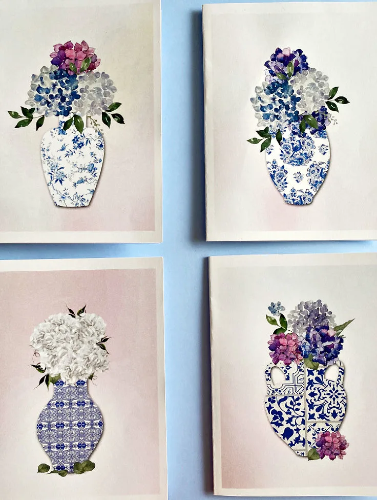 cut chinoiserie note cards