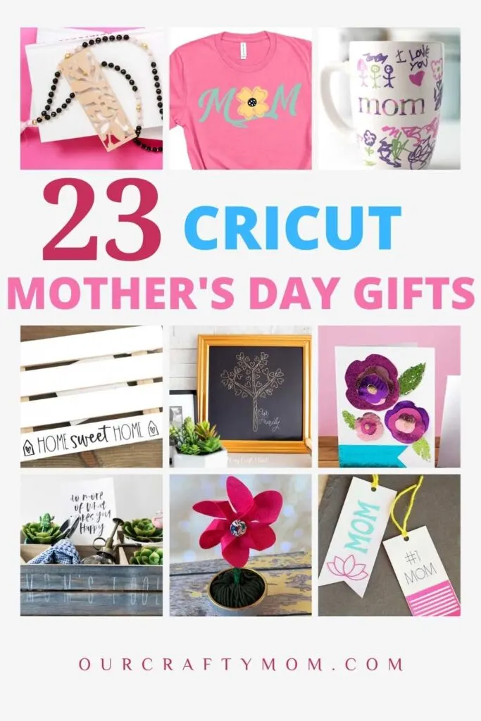 collage of 9 Cricut Mother's Day gift ideas pin