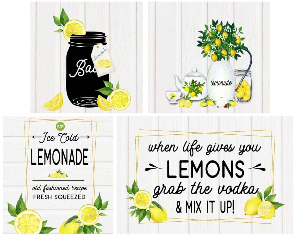 set of 4 lemon prints