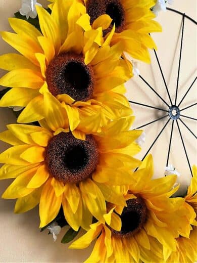 How to Make a Beautiful Bicycle Tire Sunflower Wreath - Thrifty Style Team