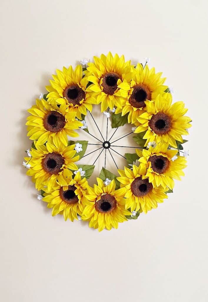 sunflower wreath on wall