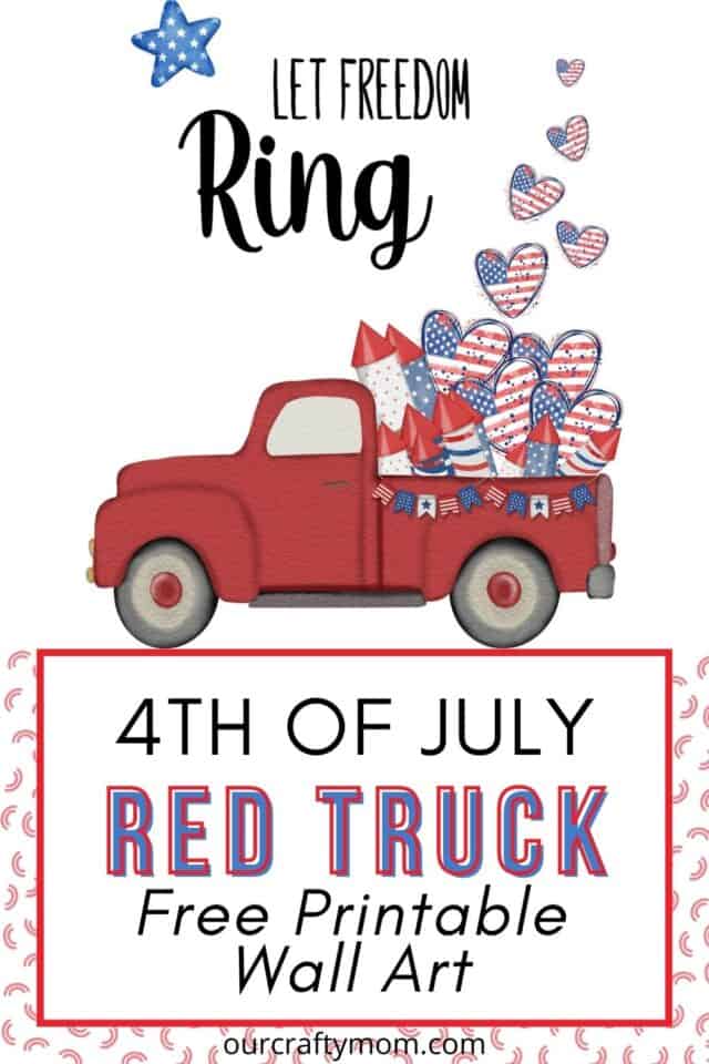 Free Printable Wall Art for 4th of July (Set of 4 with Little Red Truck)