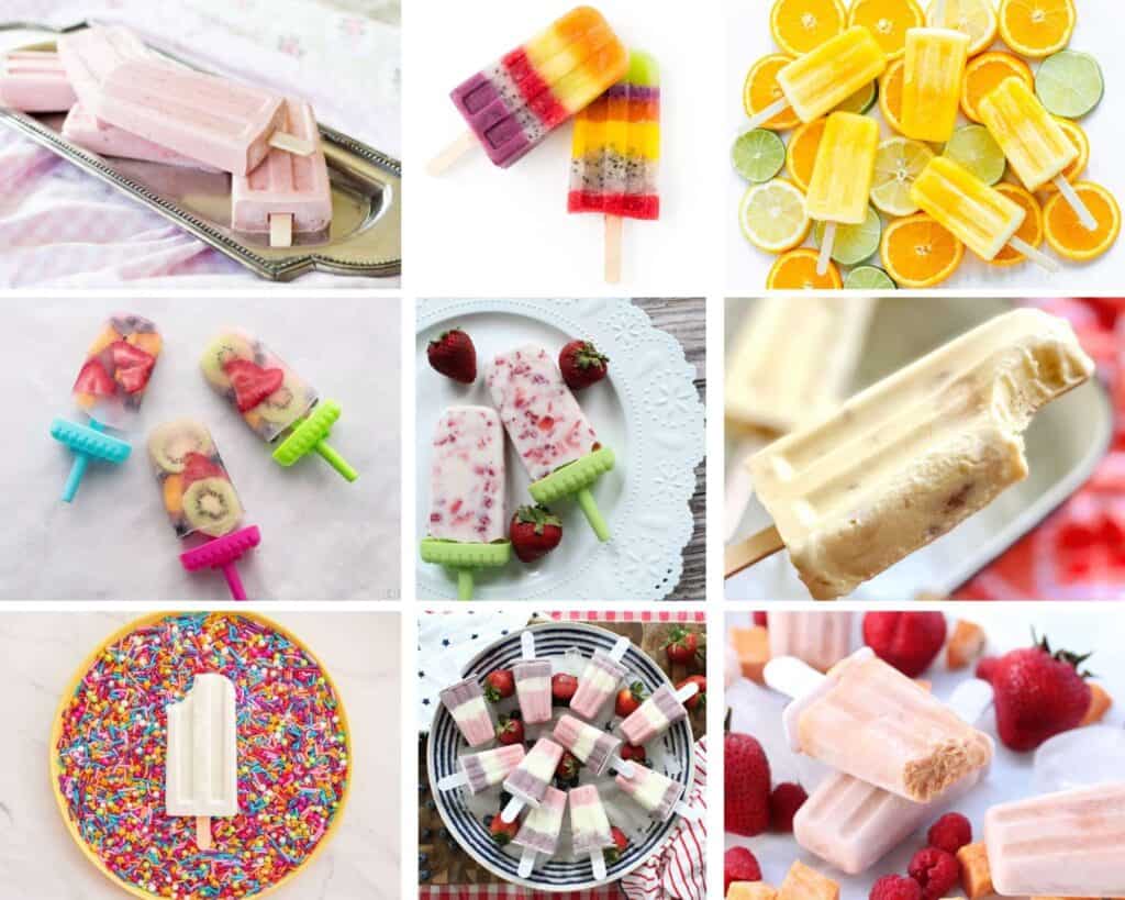 homemade popsicles collage of 9 recipes