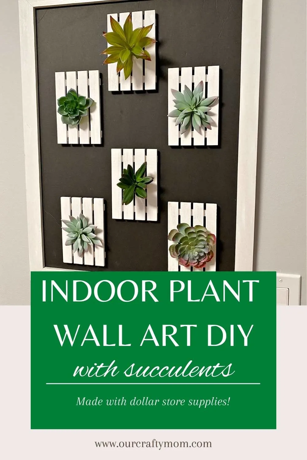 plant wall art with succulents pin image