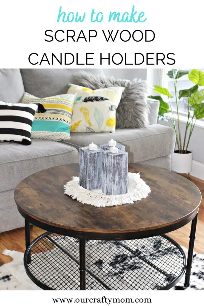Wooden Candle Holders in a Faux Concrete Finish on coffee table
